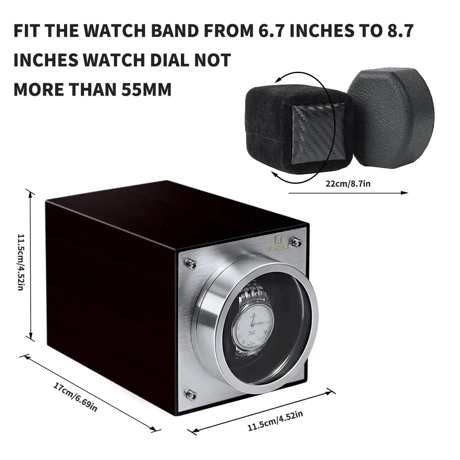 MOZSLY® Single Watch Winder - Classic Wood Grain Paint - Image 3