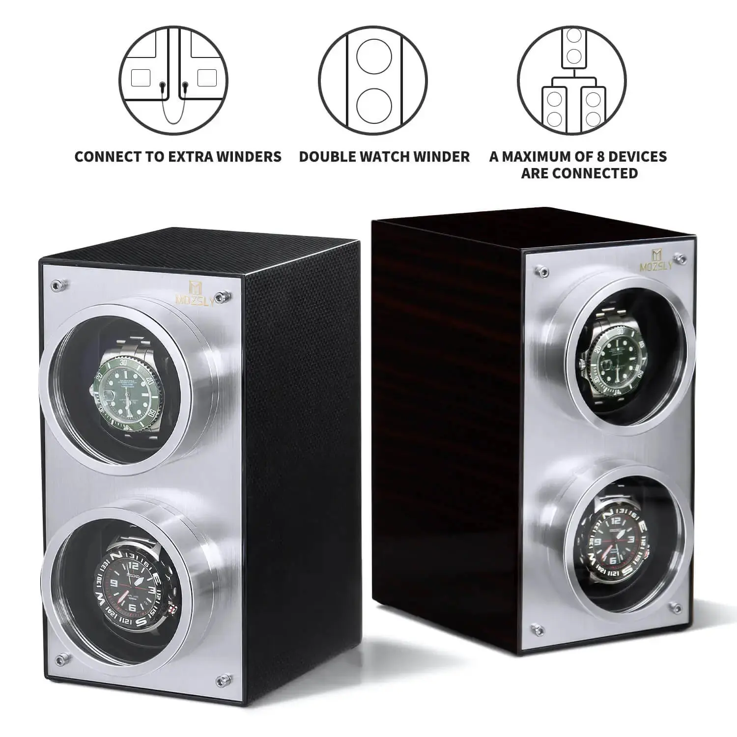 MOZSLY® Double Watch Winder - Red Wood Box Piano Paint - Image 4