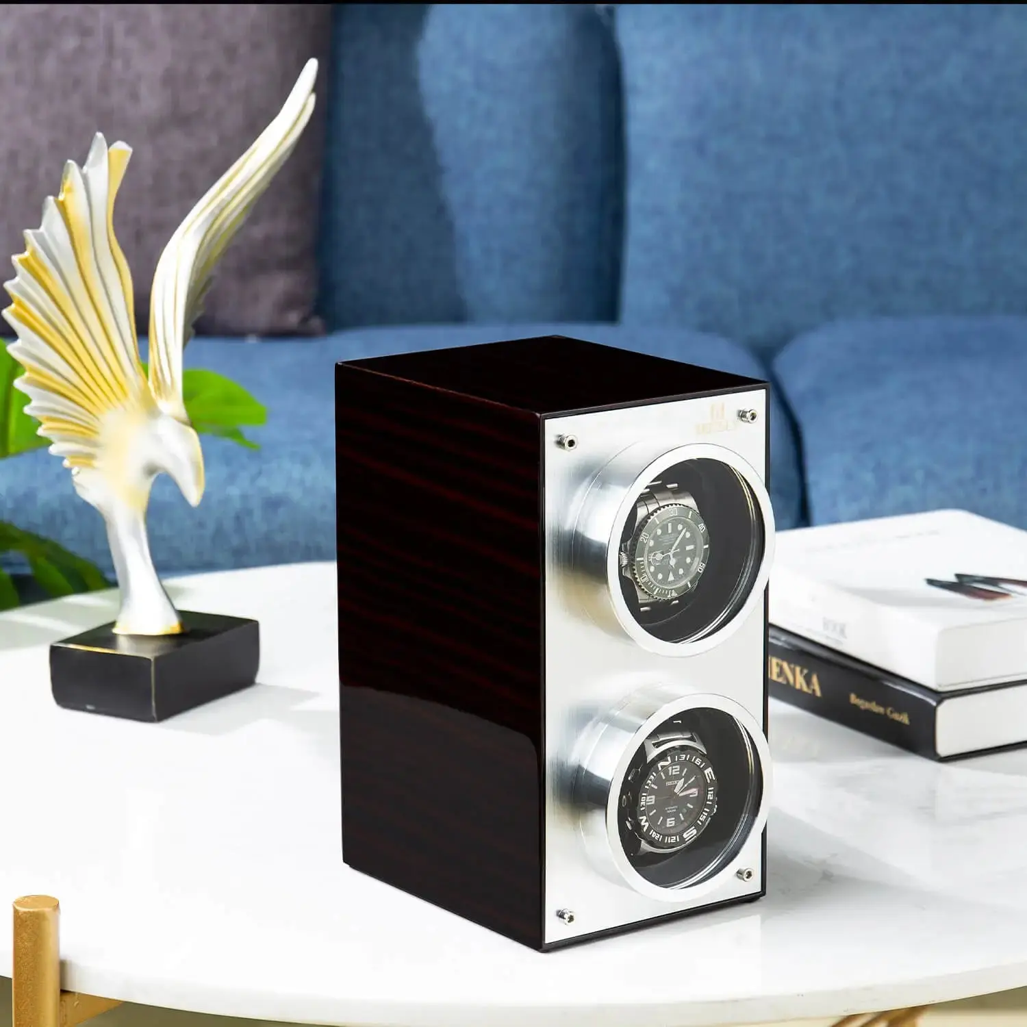 MOZSLY® Double Watch Winder - Red Wood Box Piano Paint - Image 6