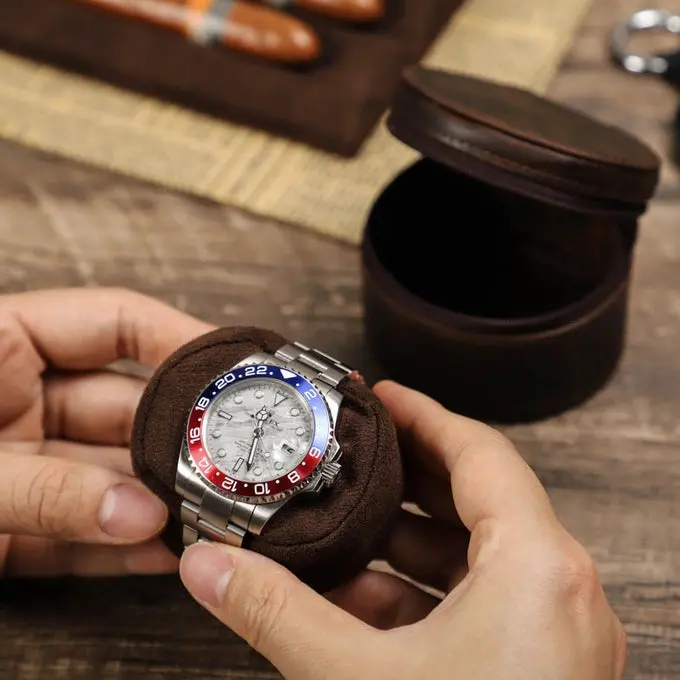 Single Genuine Leather Luxury Portable Watch Travel Roll - Image 3
