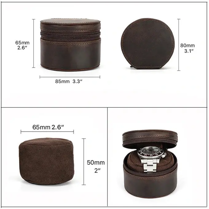 Single Genuine Leather Luxury Portable Watch Travel Roll - Image 6