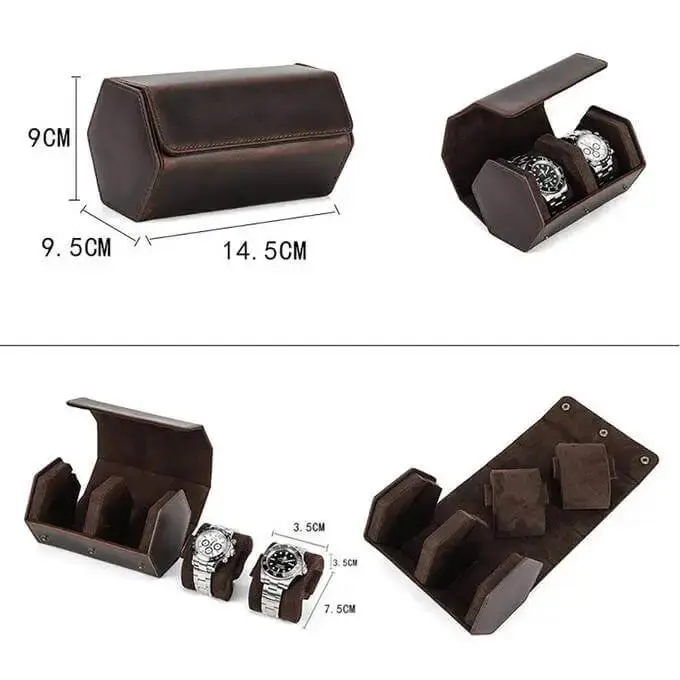 Men's Leather Watch Travel Organizer for 2 Watch - Image 6