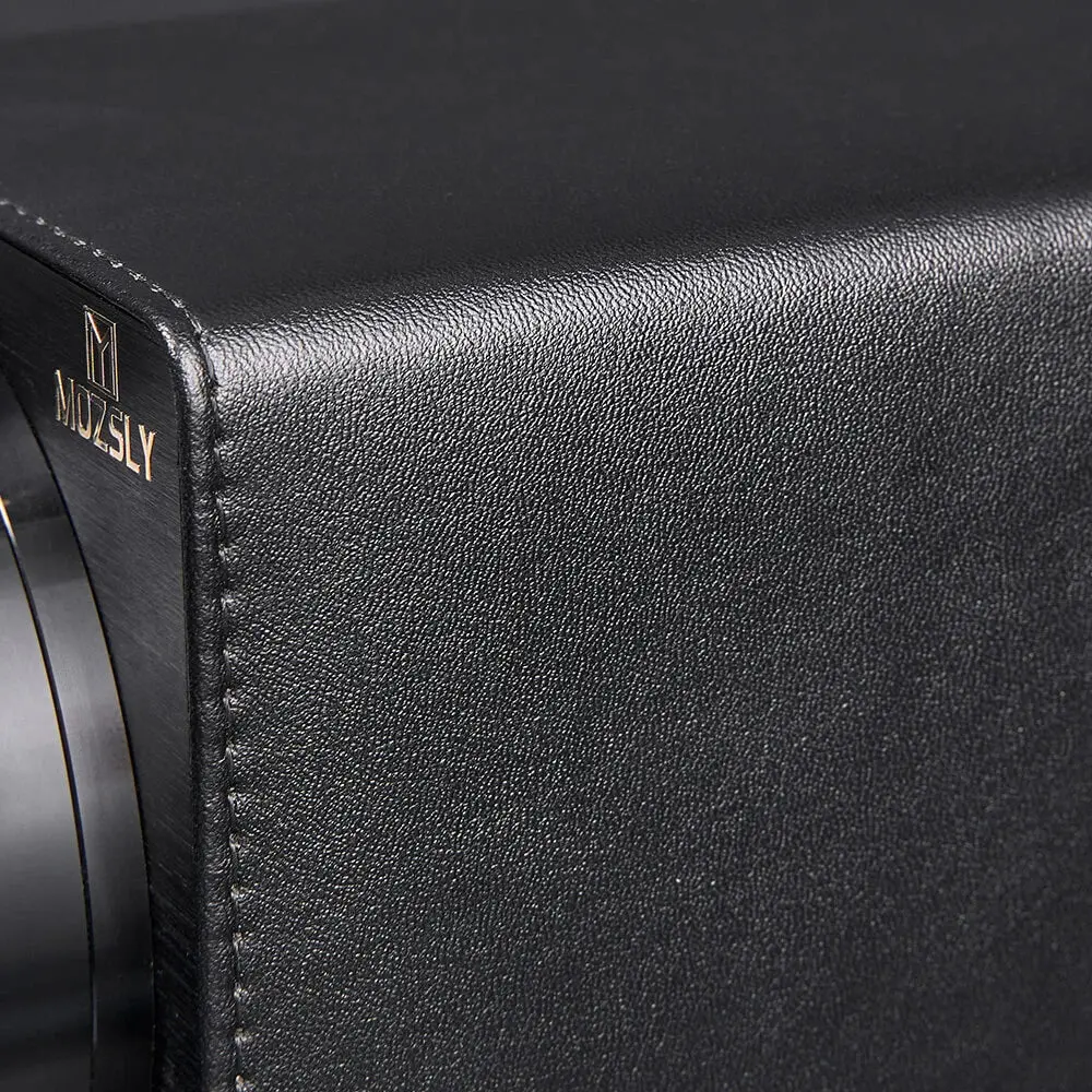 MOZSLY® Black Knight Single Watch Winder - Black Leather - Image 4