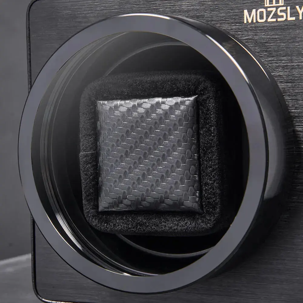 MOZSLY® Black Knight Single Watch Winder - Black Leather - Image 5