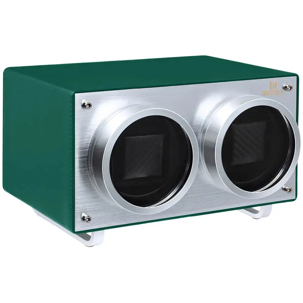 MOZSLY® Double Watch Winder - Green Leather - Image 3