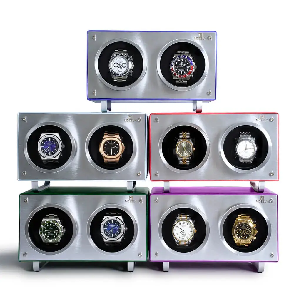 MOZSLY® Double Watch Winder - Green Leather - Image 6