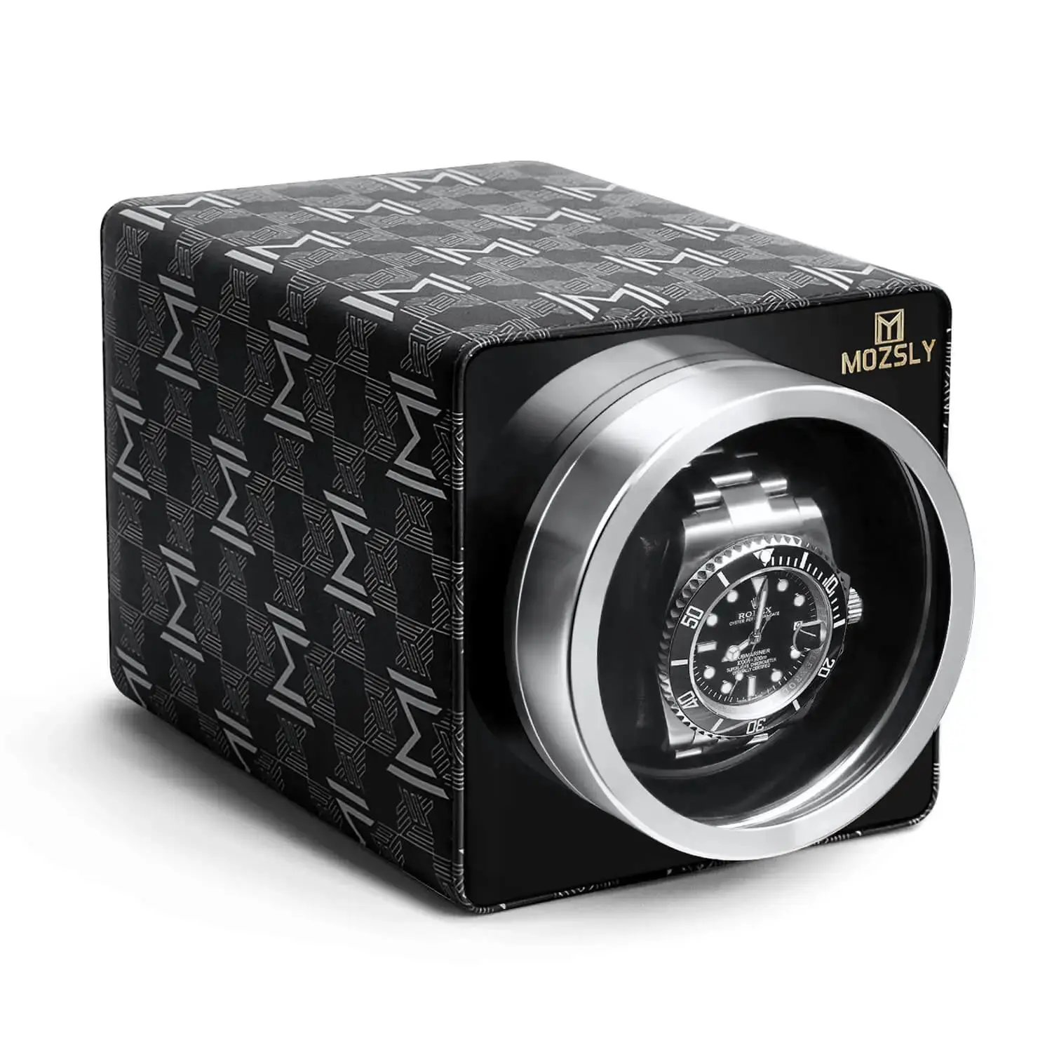 MOZSLY® Single Watch Winder - Black Retro Prints - Image 2