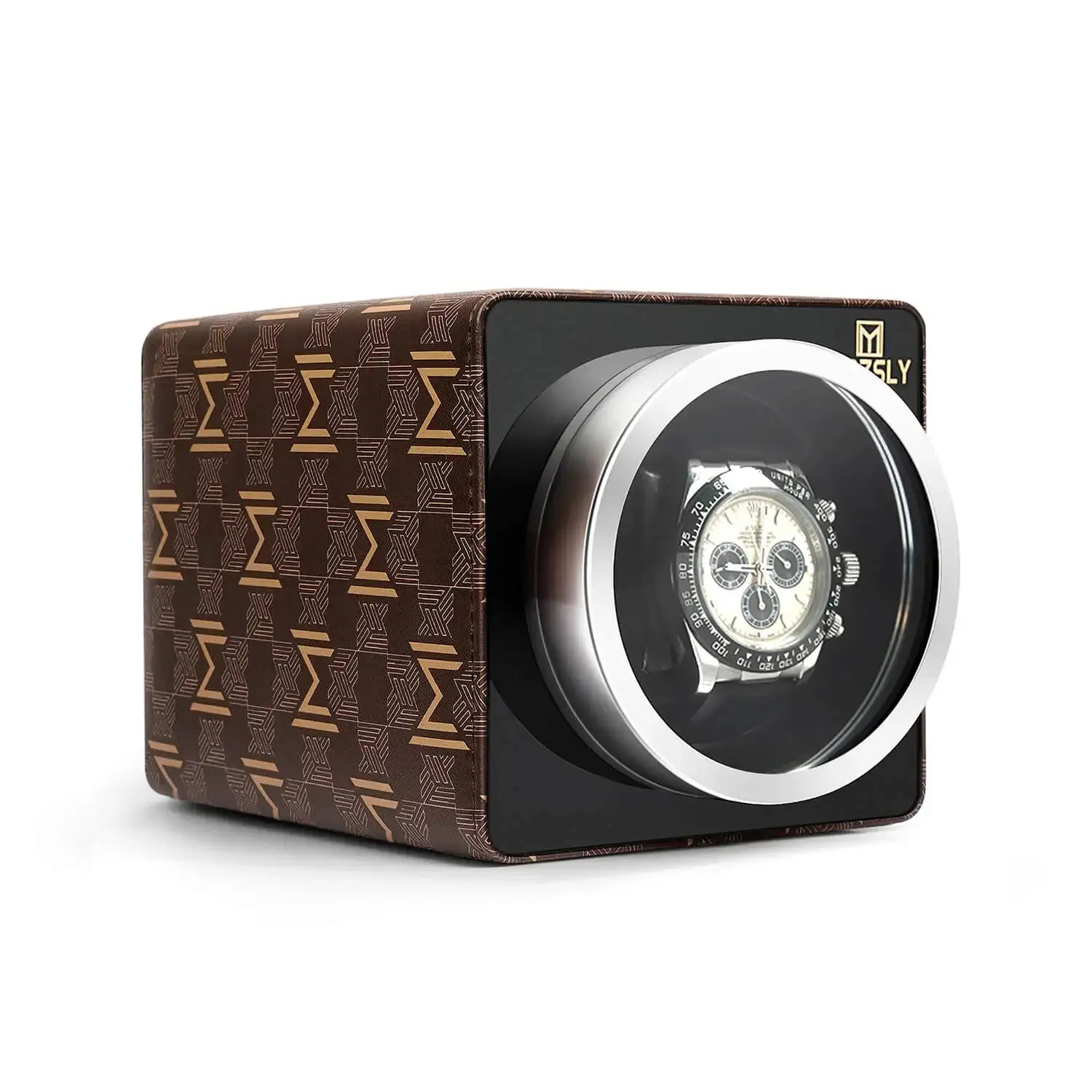 MOZSLY® Single Watch Winder - Brown Retro Prints