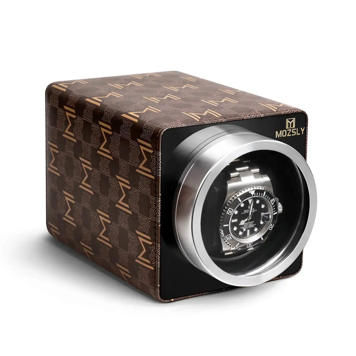 MOZSLY® Single Watch Winder - Brown Retro Prints - Image 2