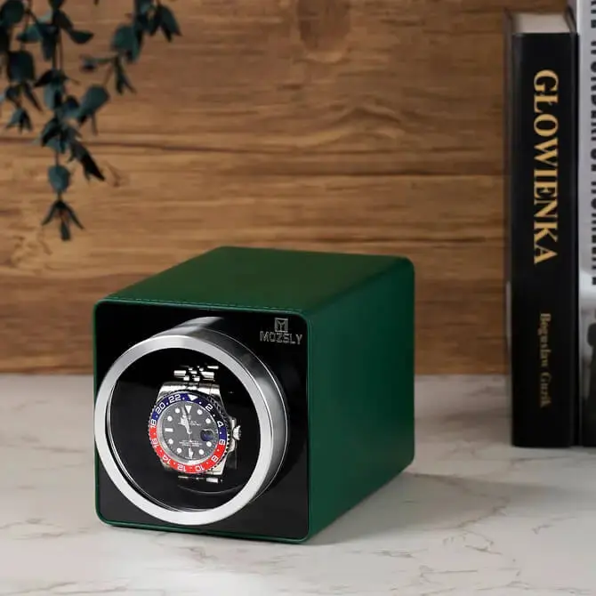 MOZSLY® Single Watch Winder - Green Leather - Image 6