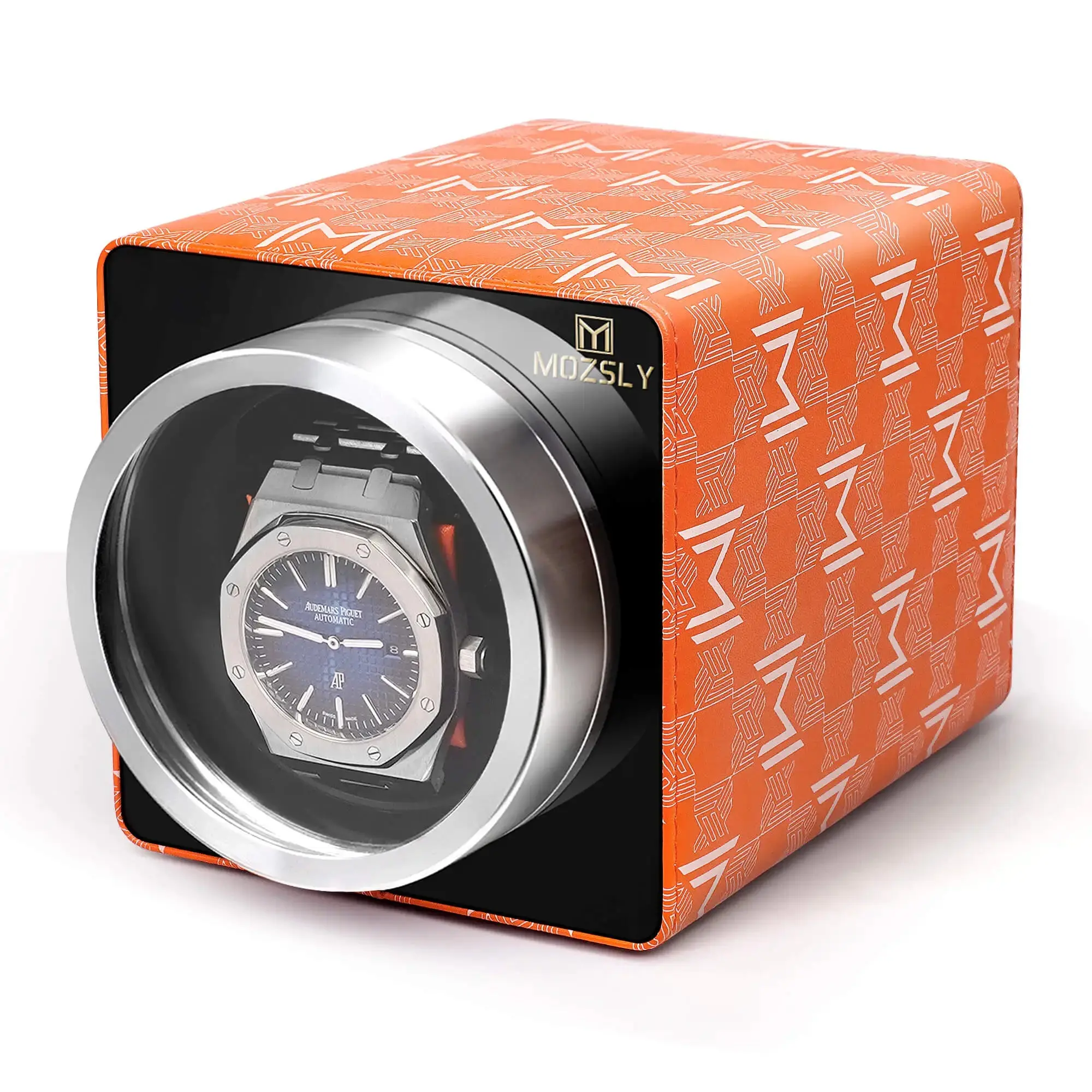 MOZSLY® Single Watch Winder - Orange Retro Prints - Image 4