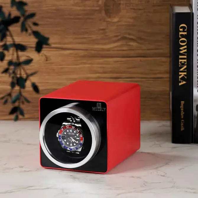MOZSLY® Single Watch Winder - Red Leather - Image 6