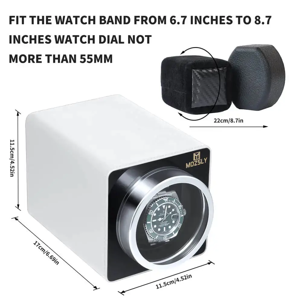MOZSLY® Single Watch Winder - White Leather - Image 4