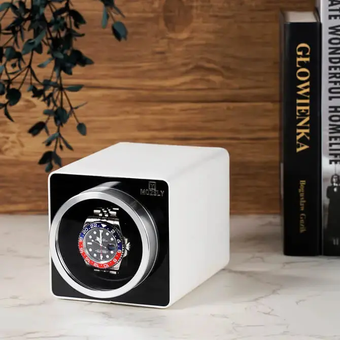 MOZSLY® Single Watch Winder - White Leather - Image 6