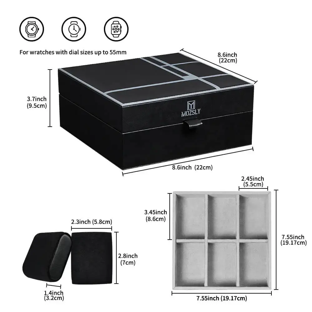 MOZSLY Luxury 6 Watch Storage Box – Berlin Obsidian Black (Artist’s Series) - Image 5