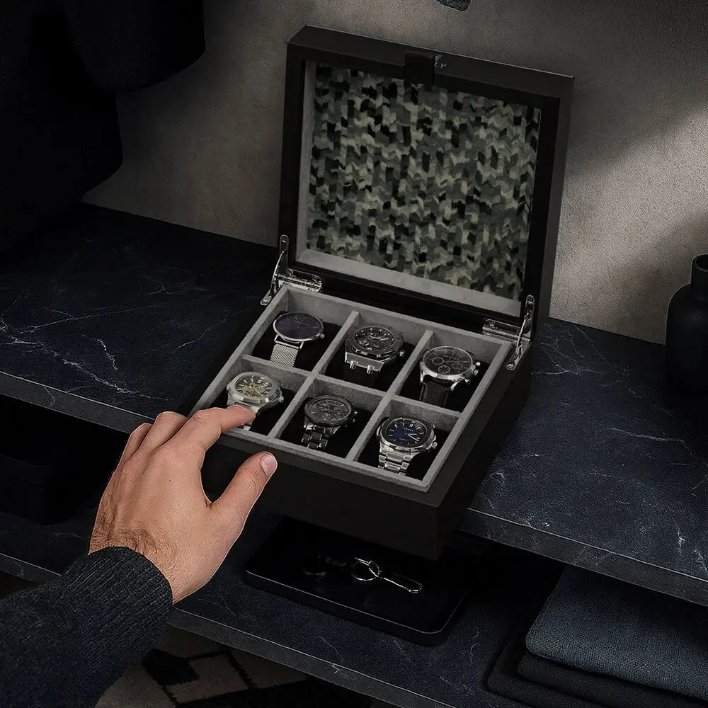 MOZSLY Luxury 6 Watch Storage Box – Berlin Obsidian Black (Artist’s Series) - Image 7