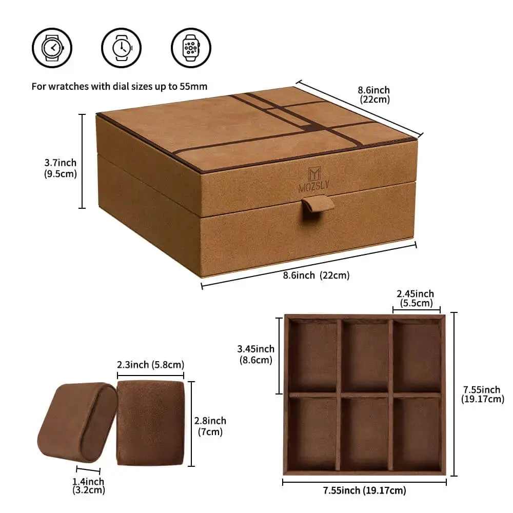 MOZSLY Luxury 6 Watch Storage Box – Bruges Terra Brown (Artist’s Series) - Image 5