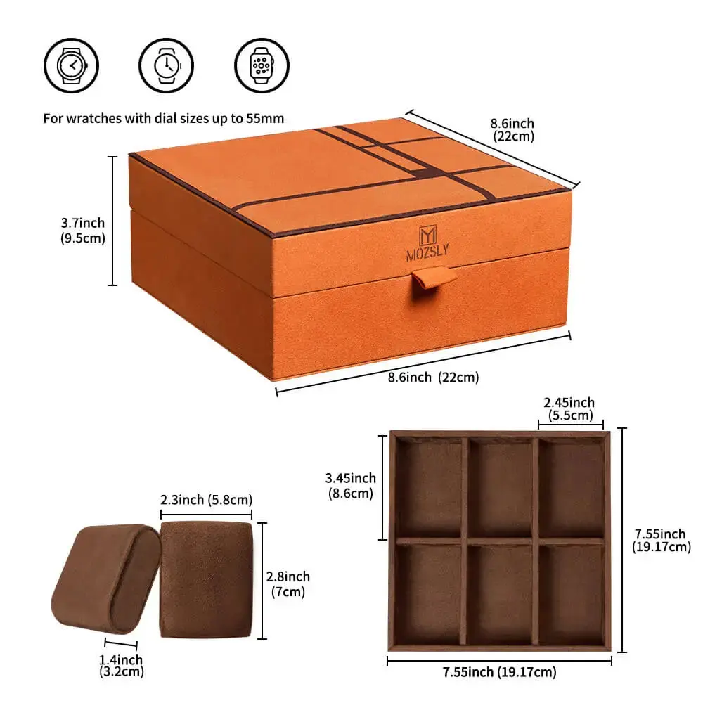 MOZSLY Luxury 6 Watch Storage Box – Seville Glow Orange (Artist’s Series) - Image 5
