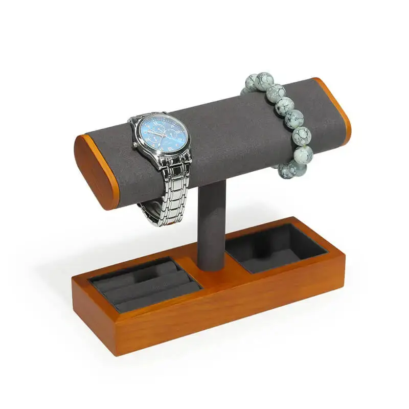 MOZSLY Solid Wood Watch Display Stand Jewelry Storage Gray - Image 3