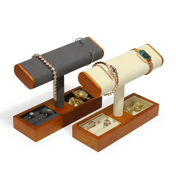 MOZSLY Solid Wood Watch Display Stand Jewelry Storage White - Image 3