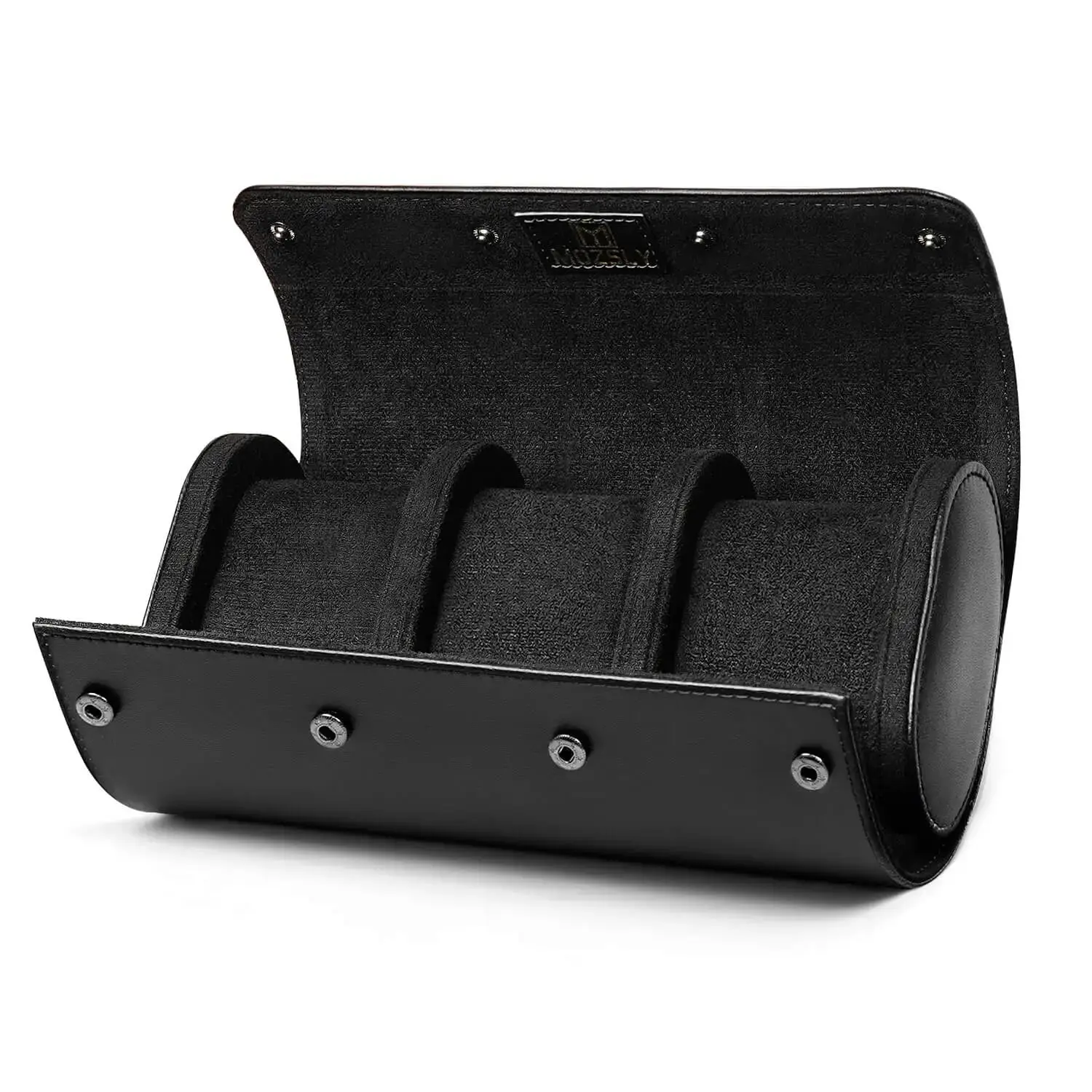 MOZSLY Watch Roll Travel Case 3 Slots - Black Retro Prints - Image 3