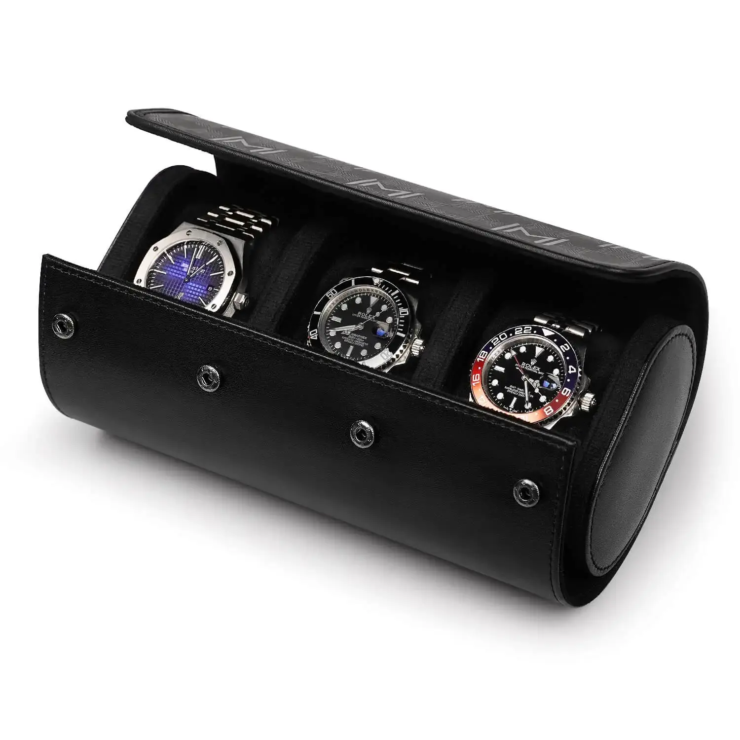 MOZSLY Watch Roll Travel Case 3 Slots - Black Retro Prints - Image 6