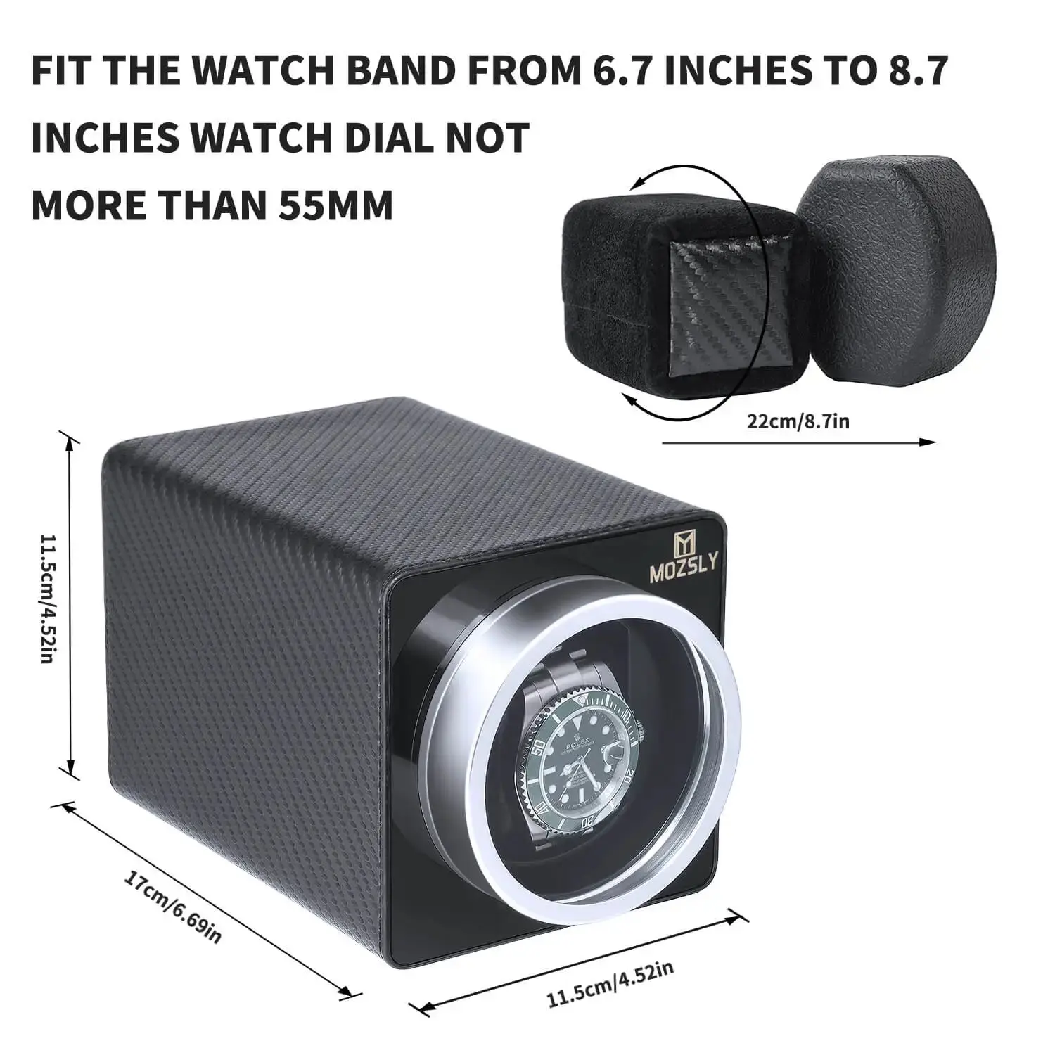 MOZSLY® Single Watch Winder - Carbon Fiber Leather - Image 3