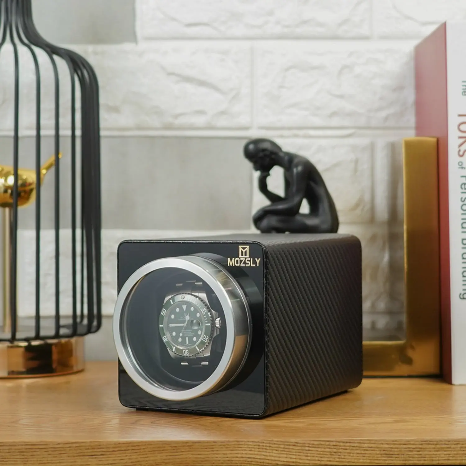 MOZSLY® Single Watch Winder - Carbon Fiber Leather - Image 6