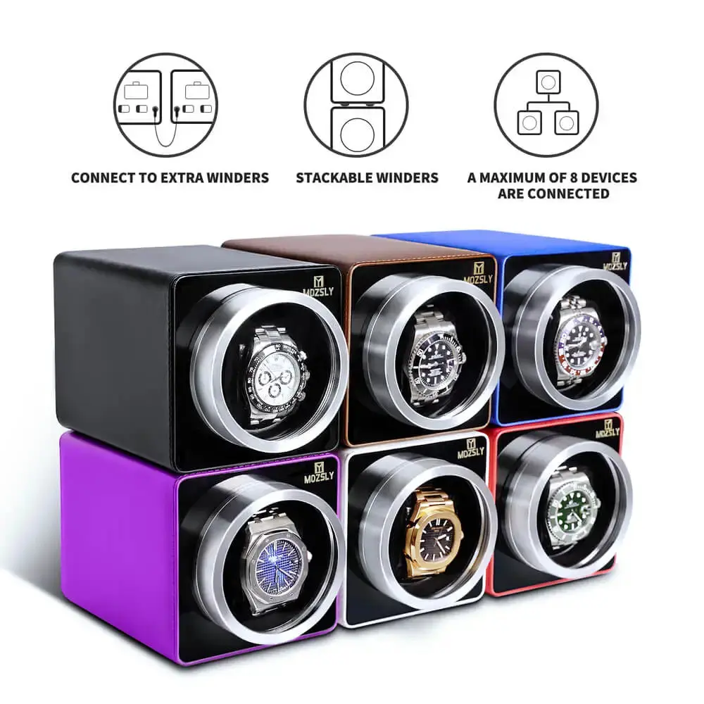 MOZSLY® Single Watch Winder - Brown Leather - Image 4
