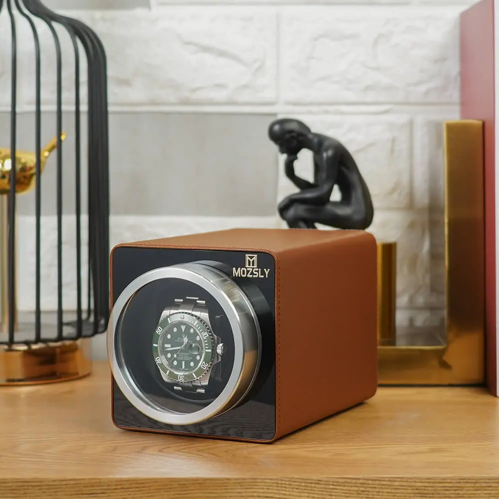 MOZSLY® Single Watch Winder - Brown Leather - Image 6
