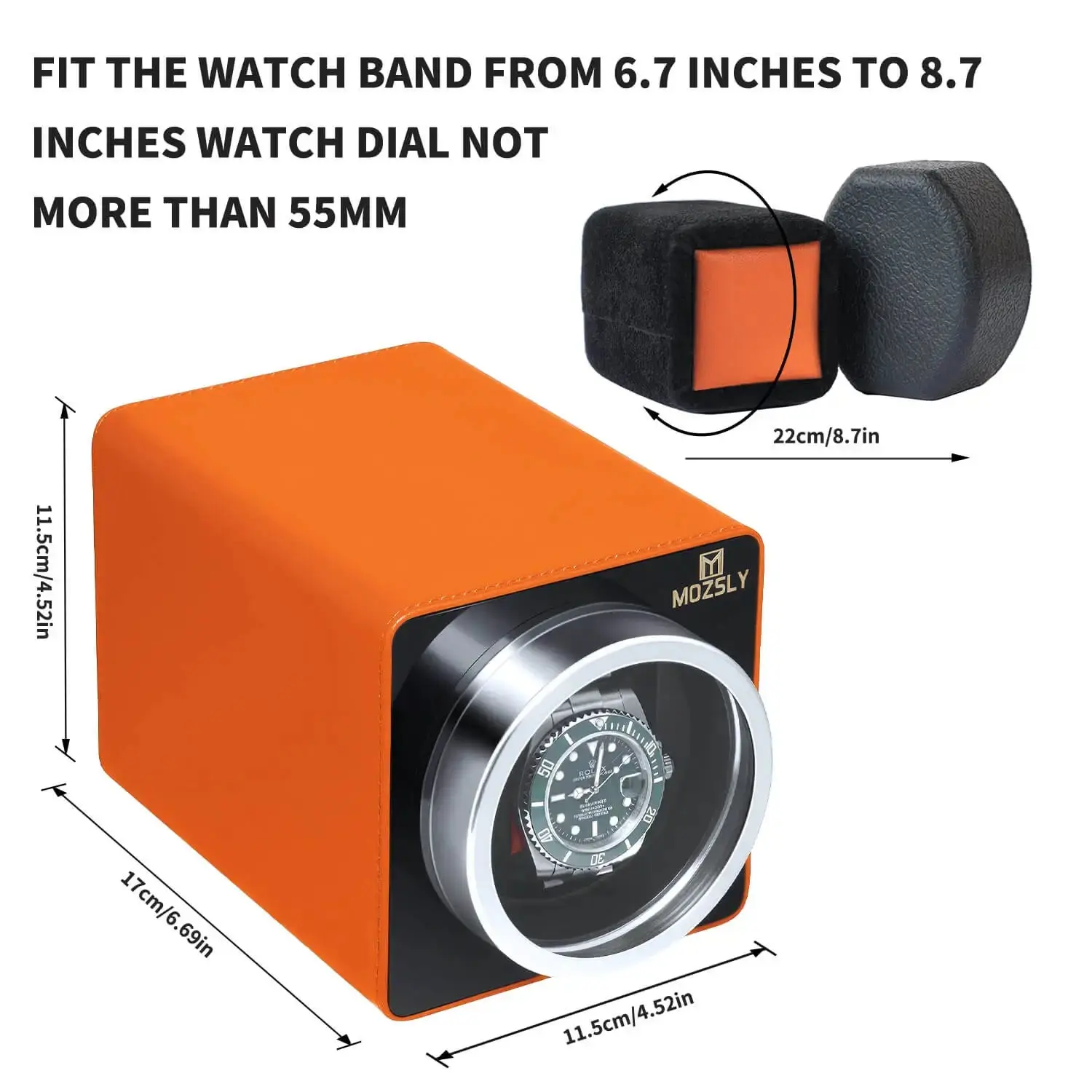MOZSLY® Single Watch Winder - Orange Leather - Image 3