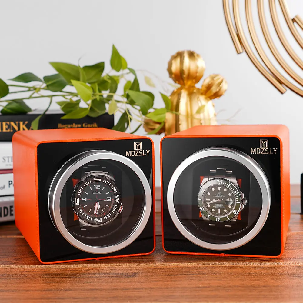MOZSLY® Single Watch Winder - Orange Leather - Image 7
